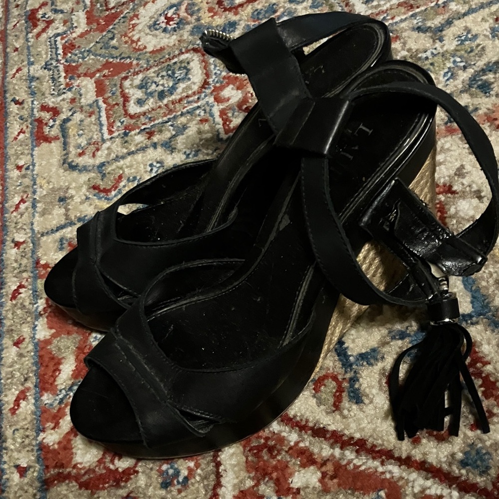 Ralph Lauren Black Platform Sandals Esparaldiles